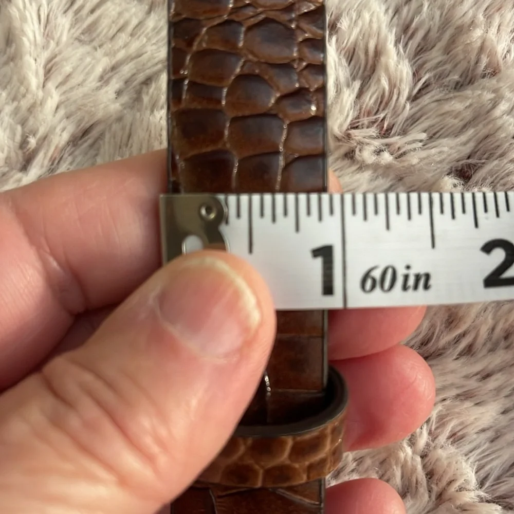 Liz Claiborne Y2K belt brown moc croc with colorful rhinestone buckle women Sz L